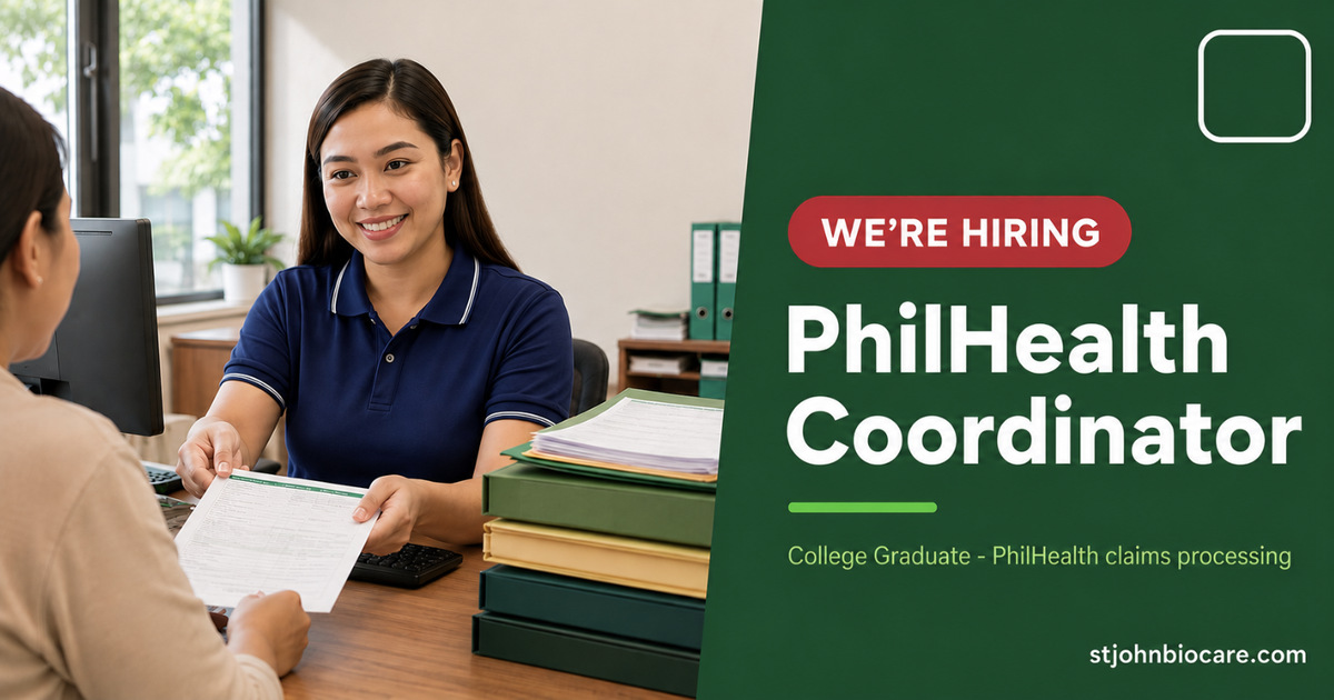 We're hiring — PhilHealth Coordinator at St. Josef Renal Care, Cainta, Rizal